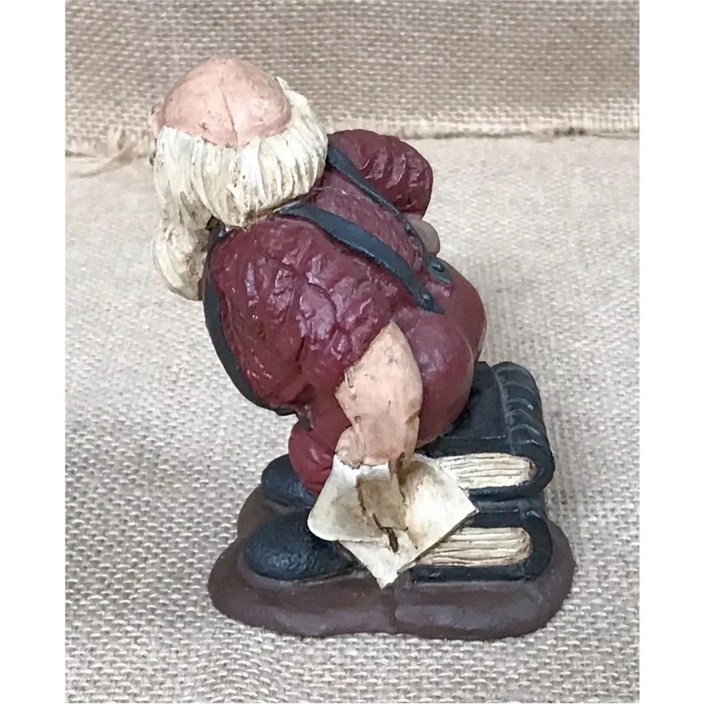 Santa Claus On Books Resin Figurine Rustic Christmas Farmhouse Cottage Core